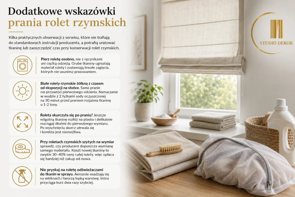 wskazówki dotyczace prania rolet rzymskich