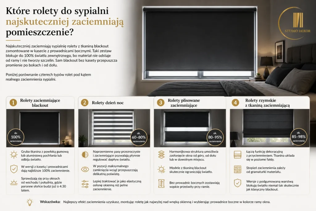 Które rolety do sypialni najskuteczniej zaciemniają pomieszczenie?