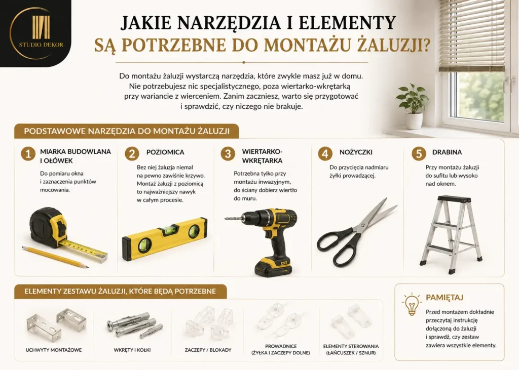 jakie narzędzia potrzebne do montażu żaluzji